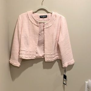 Karl Lagerfeld Paris tweed crop open front blazer